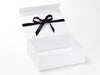 Black Satin Recycled Satin Ribbon Featured on White Gift Box