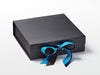Vivid Blue Ribbon Featured on Black Gift Box