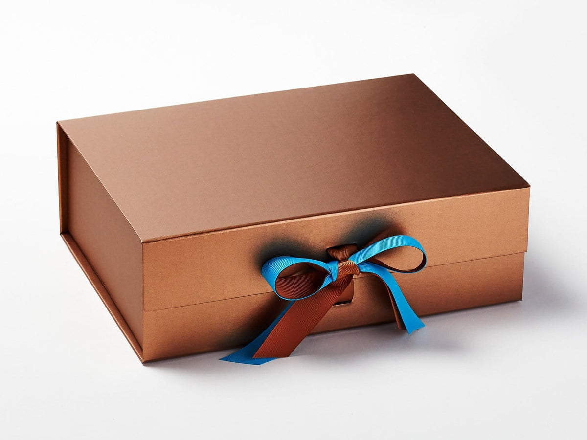 Vivid Blue Grosgrain Ribbon Featured on Copper Gift Box
