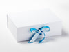 Vivid Blue Grosgrain Ribbon Featured on White Gift Box