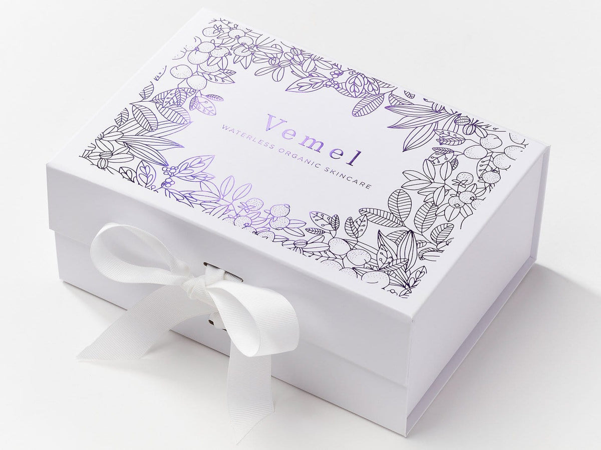 White A5 Deep Gift Box with Custom Foil Printed Design