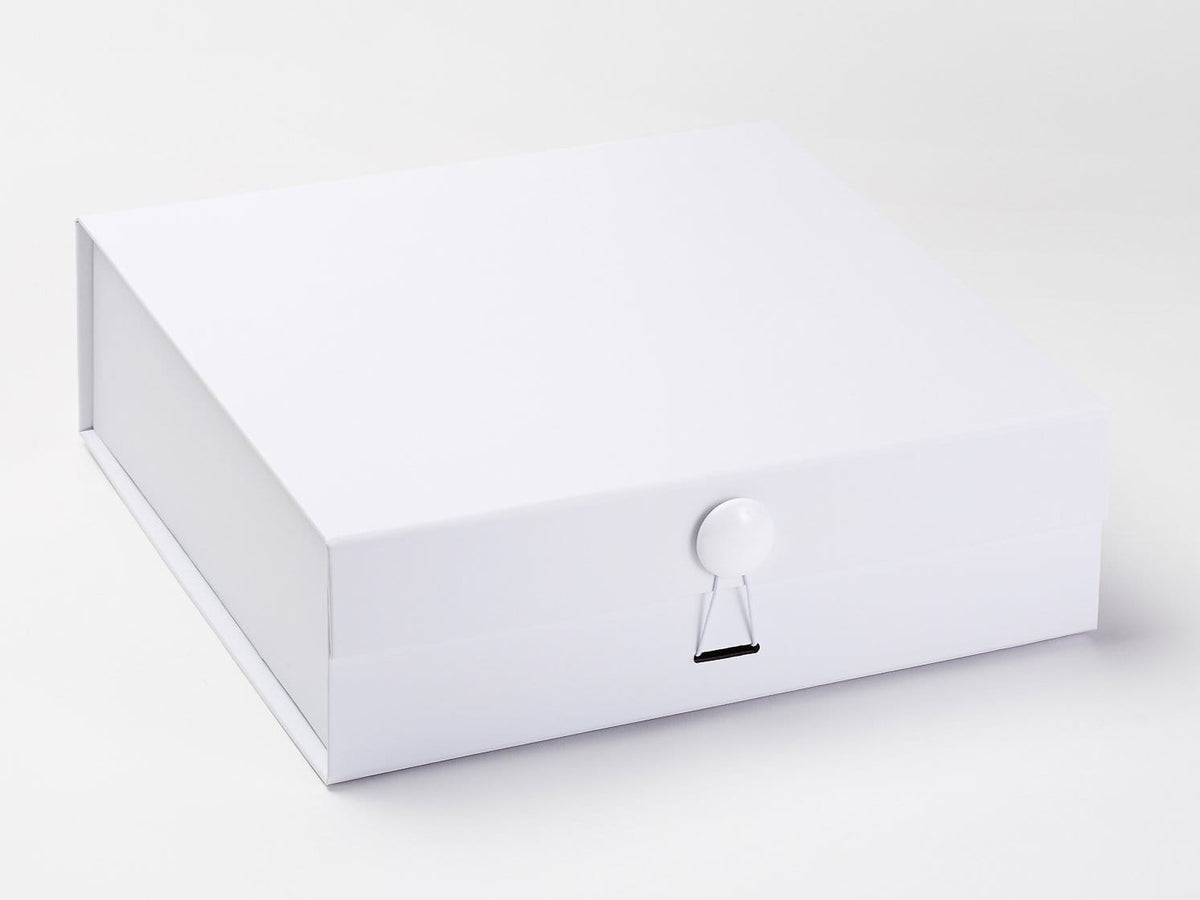 White Gloss Smooth Dome Gift Box Closure on White Large