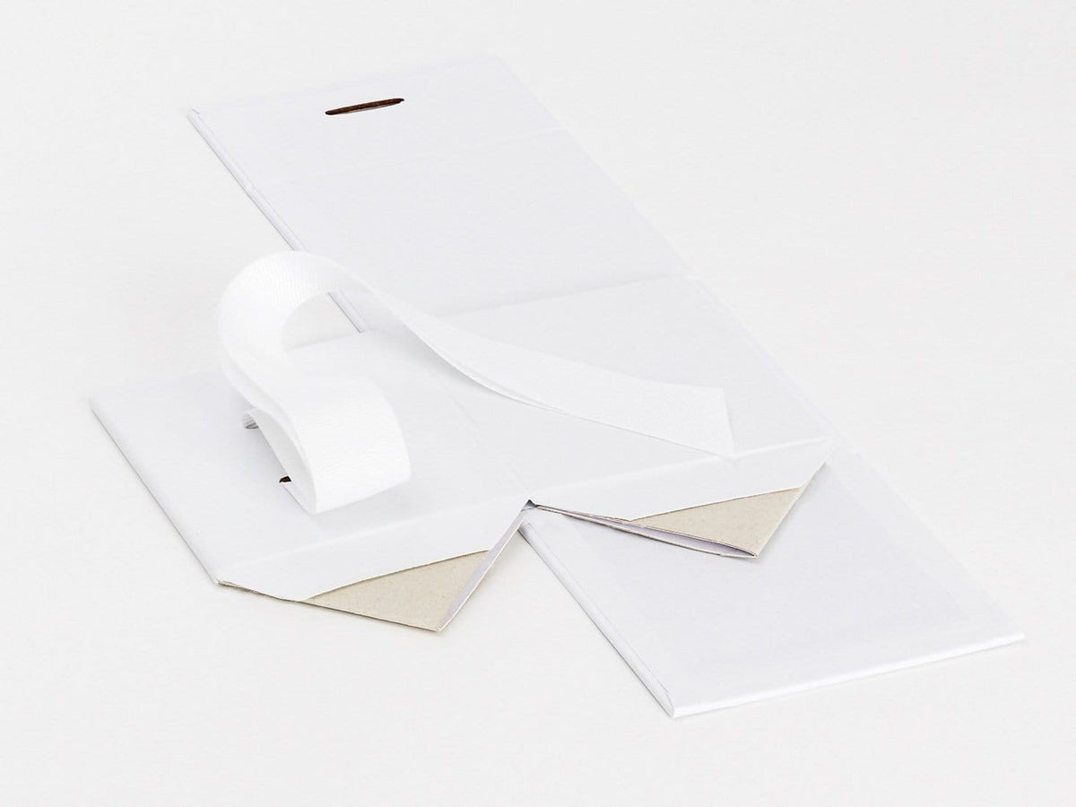 White Large Cube Gift Box with Changeable Ribbon Supplied Flat