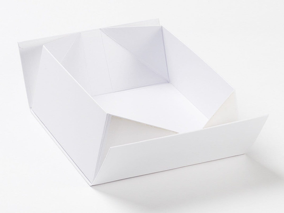 White Lift Off Lid Folding Gift Box Base Part Assembled from Foldabox