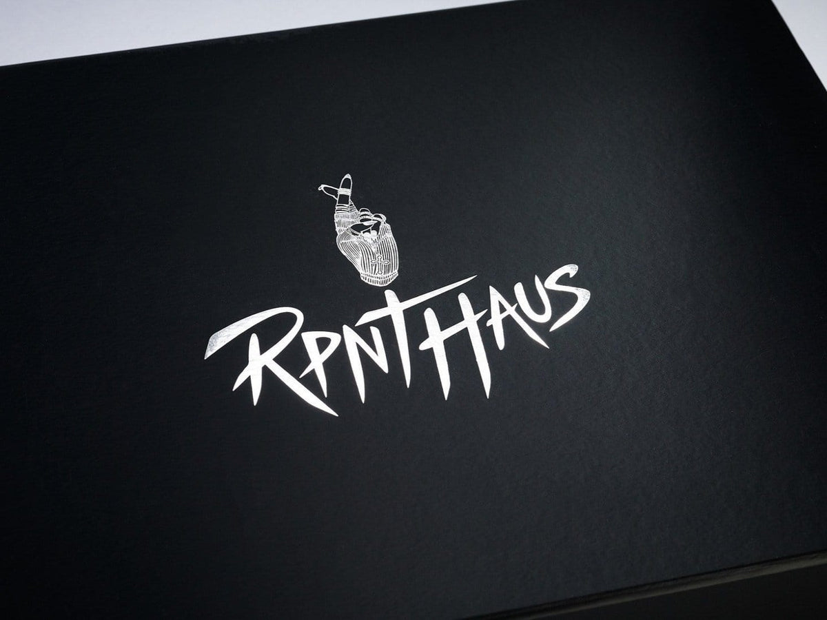 Black Folding Gift Box with Custom White Printed Logo to Lid