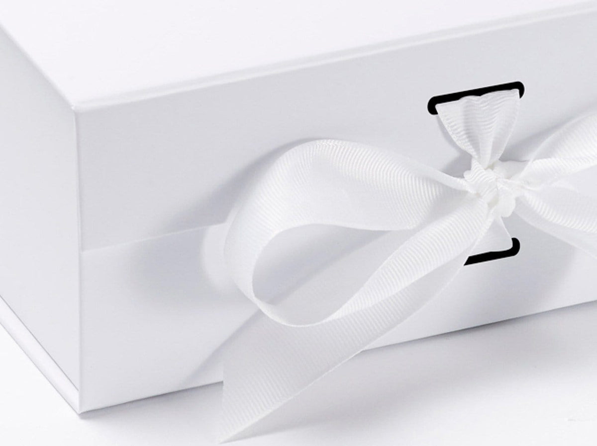 White A5 Deep Folding Gift Box changeable ribbon detail