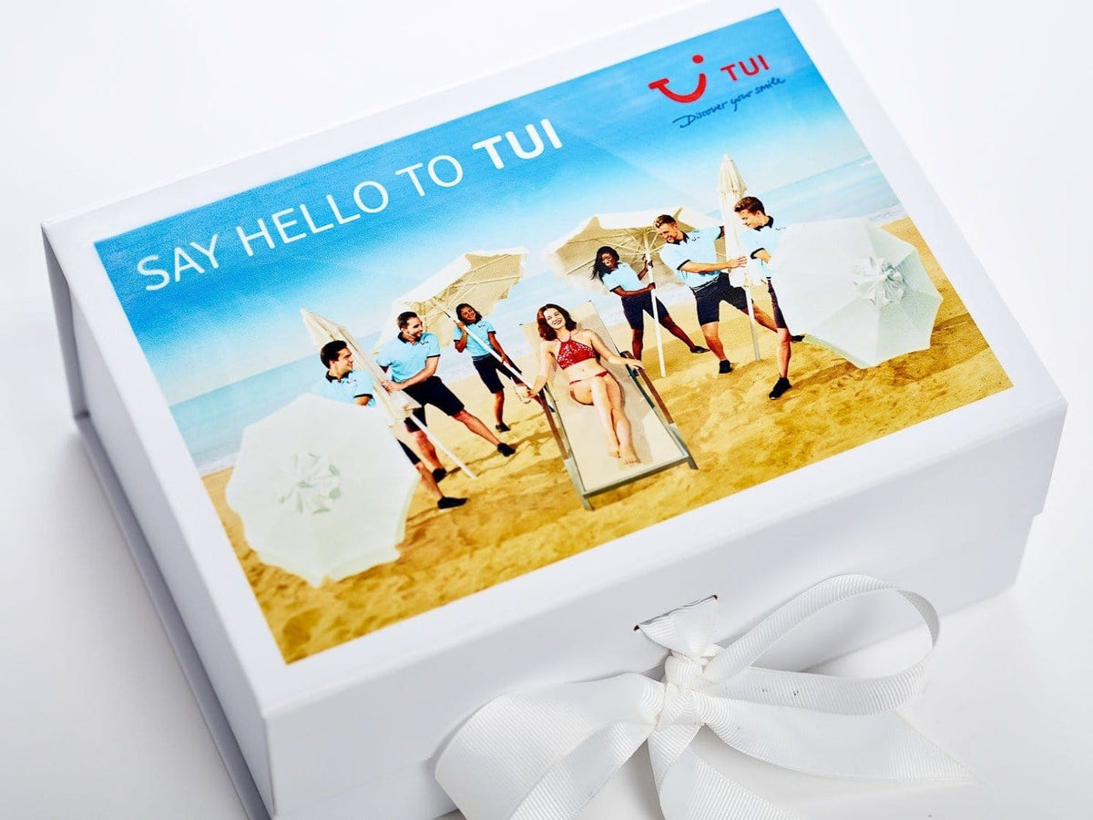 White Folding Gift Box with CMYK Digital Print Design to Lid