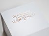 White Cube Gift Box with Custom Rose Gold Foil Logo