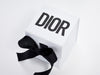 White Cube Gift Box with Custom Black Dior Logo and Black Ribbon