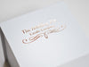White Small Cube Gift Box with Custom Printed Rose Gold Foil Logo