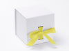White Large Cube Slot Gift Box with Lemon Yellow Ribbon