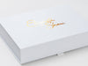 Custom Gold Foil Logo onto White Shallow Gift Box