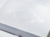 White A6 Shallow Folding Gift Box with Custom Printed White Foil Logo to Lid