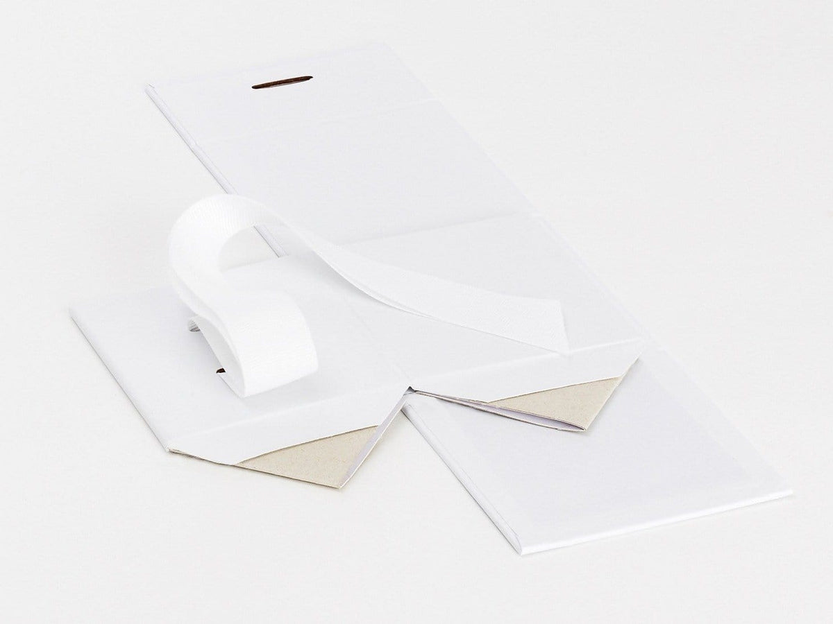 White Large Cube Gift Box With Changeable Ribbon Supplied Flat