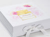 White Gift Box with Custom MK Design Digitally Printed to the Lid