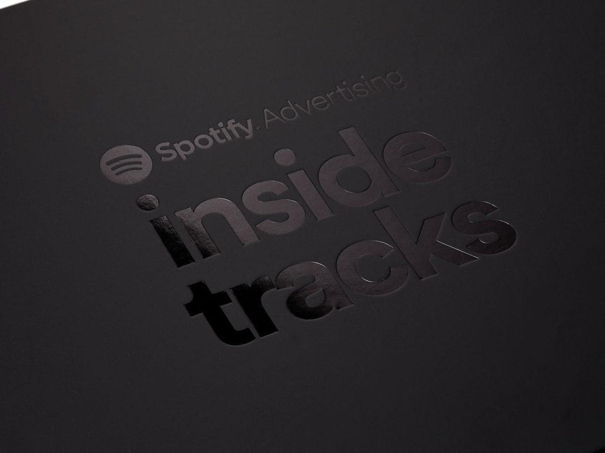 Example of Black Tone On Tone Foil Printed Design Onto Black Gift Box