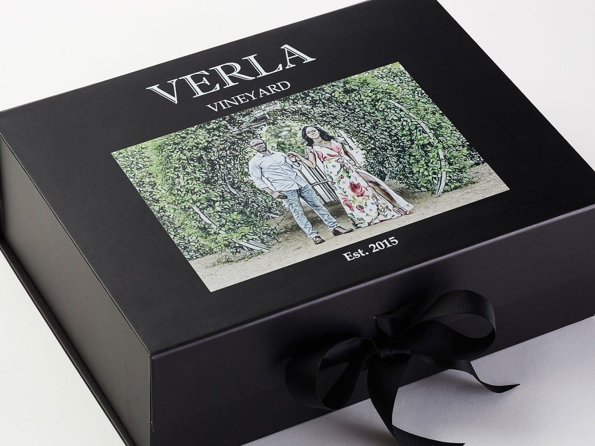 Black Folding Gift Box with CMYK Print To Lid