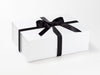 Black Recycled Satin Ribbon Featured on White Gift Box