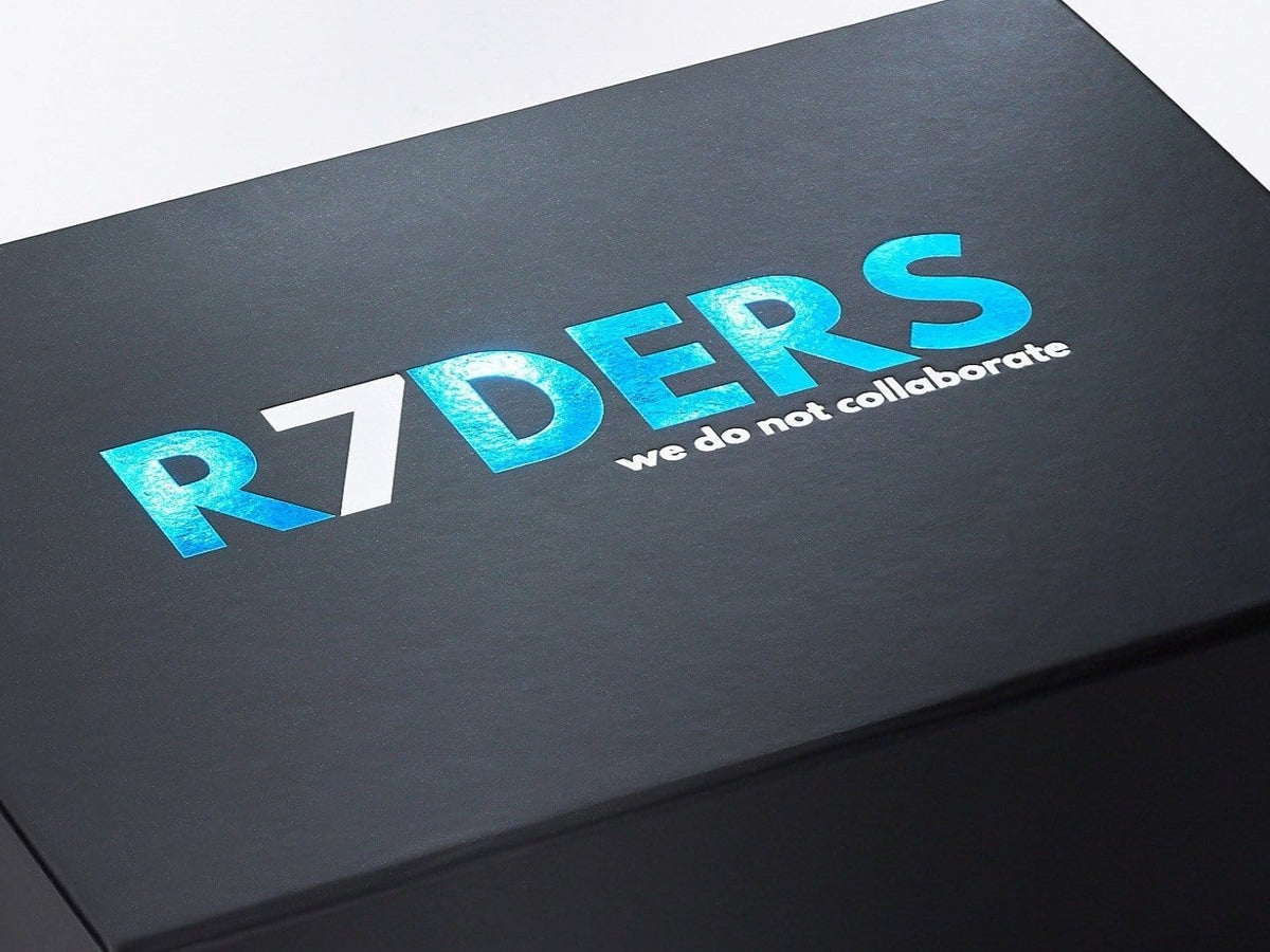 Black Folding Gift Box with 2 Colour Foil Custom Printed Design from Foldabox UK