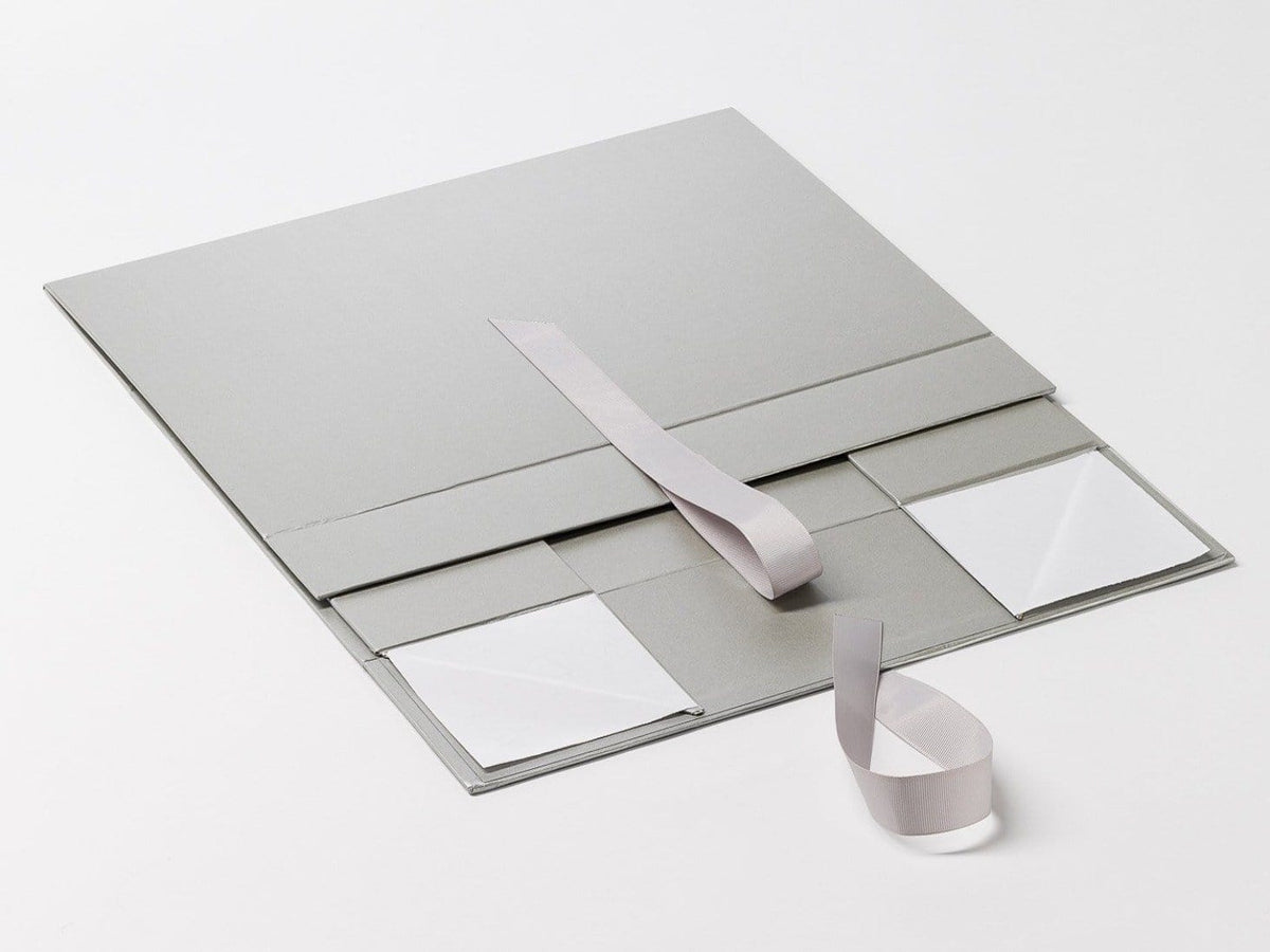Silver A4 Deep Gift Box Sample Supplied Flat with Ribbon
