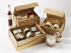 Natural kraft folding gift boxes for natural and organic food hampers
