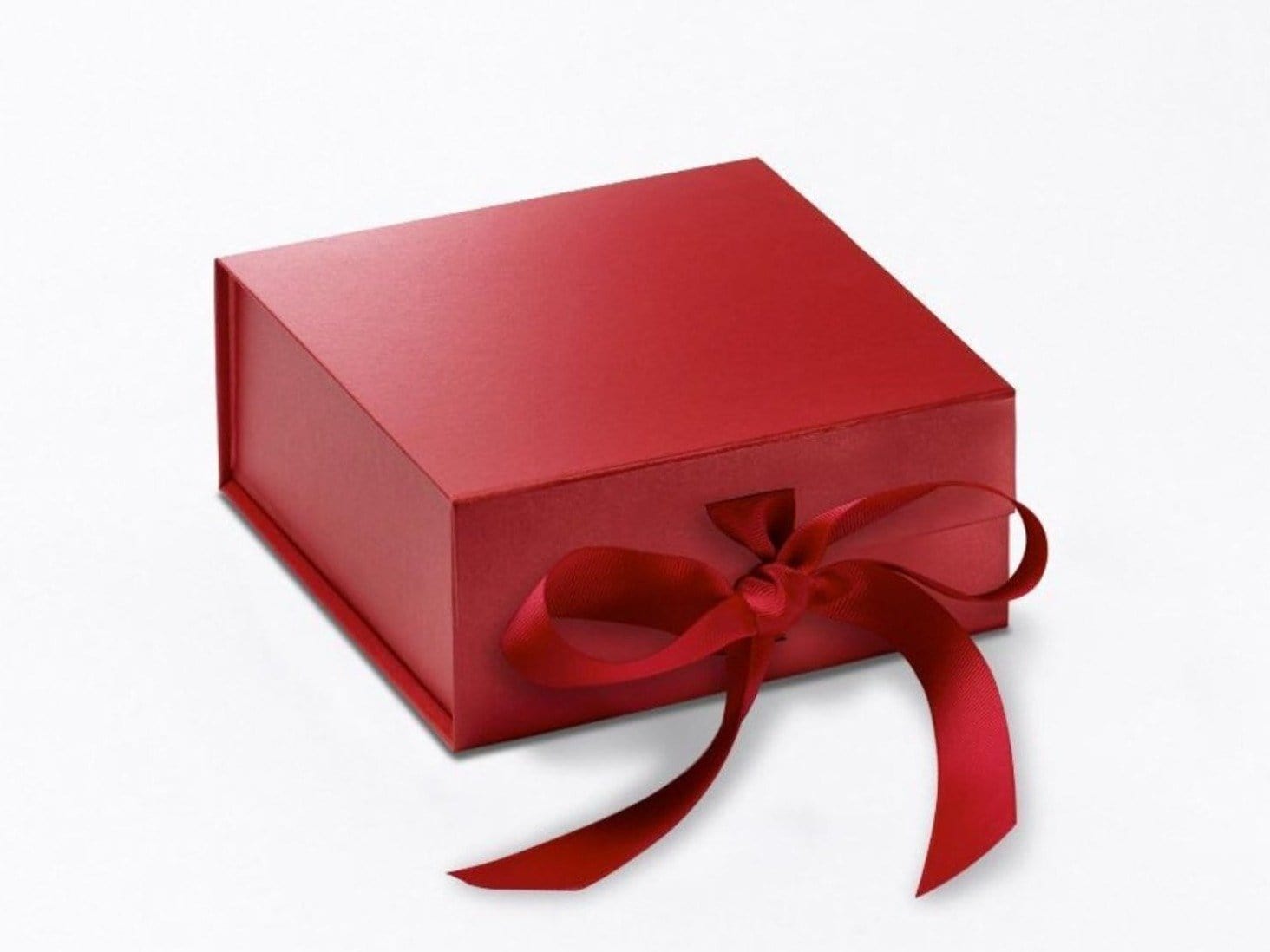 Small Red Folding Gift Boxes with Fixed Ribbon Ties