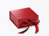 Red Small Folding Gift Box Sample with fixed grosgrain ribbon