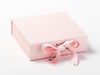 It's A Girl Pale Pink Printed Ribbon Double Bow on Pink Gift Box